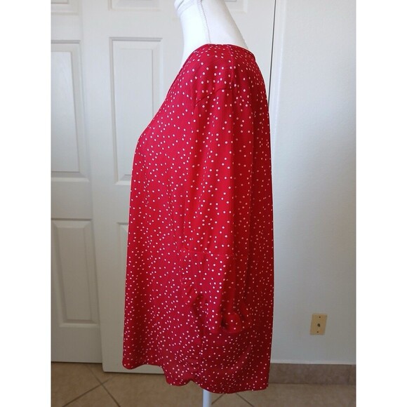Cure Women's Blouse Tunic Red‎ White Polk Dot Short Sleeve Ruffle Sleeve 2XL - Picture 4 of 14